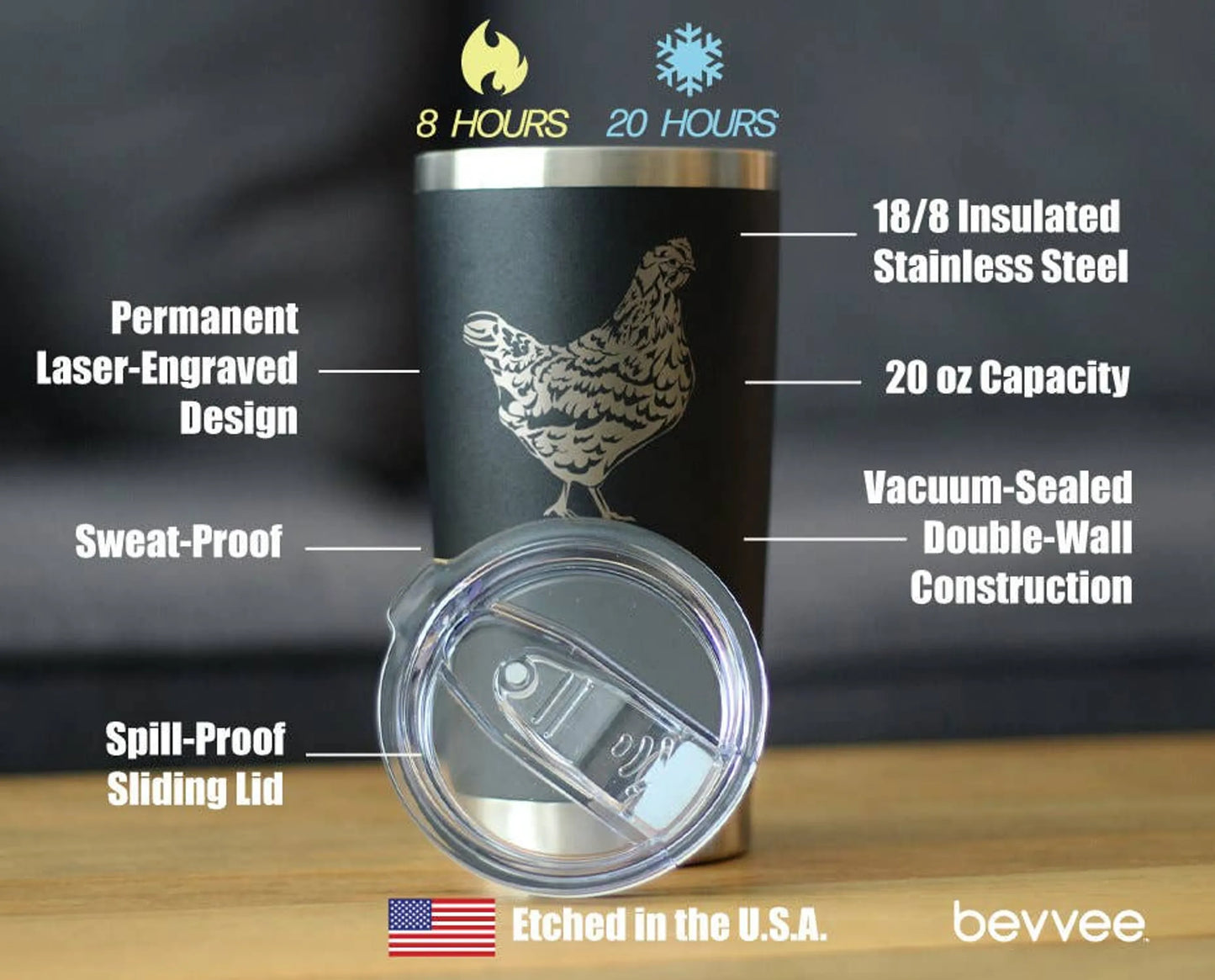 Hen Insulated Travel Tumbler - Chicken Gifts and Decor